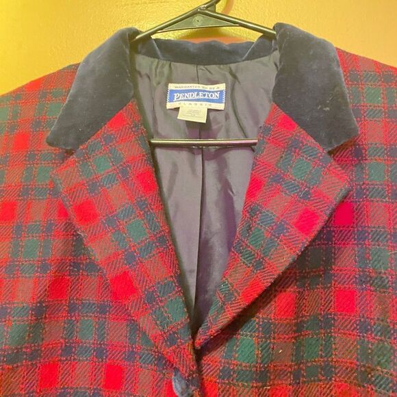 🛍️Pendleton Tartan Wool Blazer Coat Red plaid Print 🎉Size : 12 - Picture 3 of 9